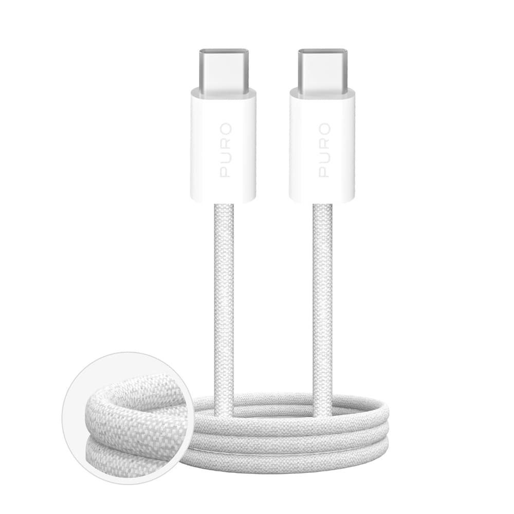 Puro Fabrik 4 240W pleteni USB-C na USB-C 1m kabel - Bela