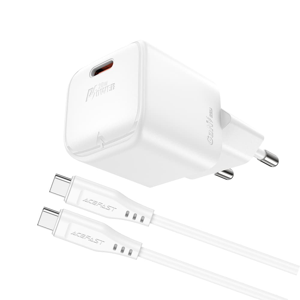 Acefast A73 Mini PD 20W GaN Polnilnik + USB-C kabel - bel 2