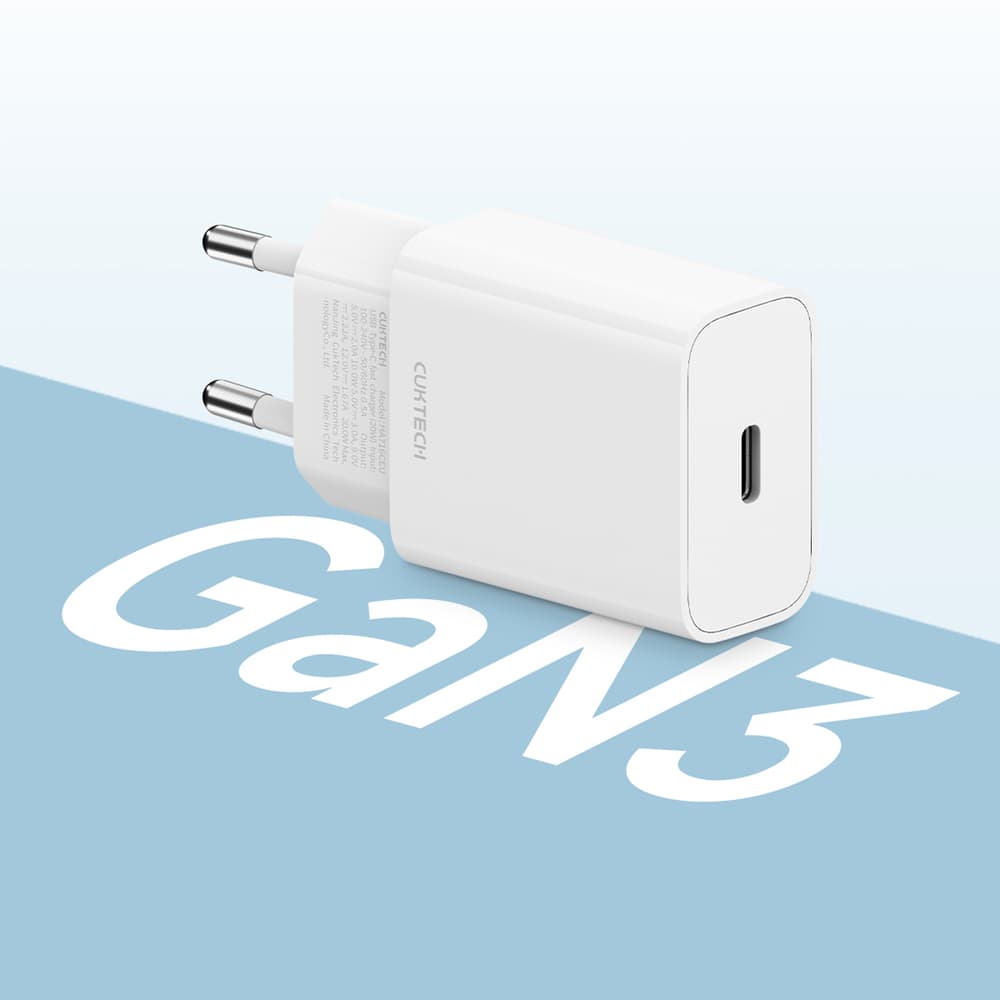 CUKTECH 20W USB-C GaN polnilnik EU vtič - Bel 5