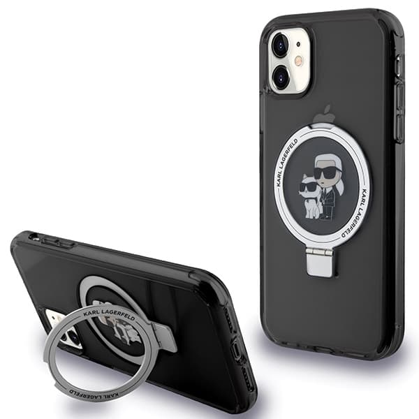 Karl Lagerfeld etui Ring Stand Karl&Choupette MagSafe za iPhone 11 / Xr - črn