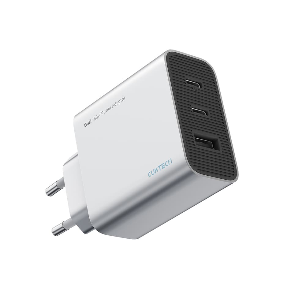Cuktech 65W GaN 2xUSB-C + 1xUSB-A stenski polnilnik - siva 3
