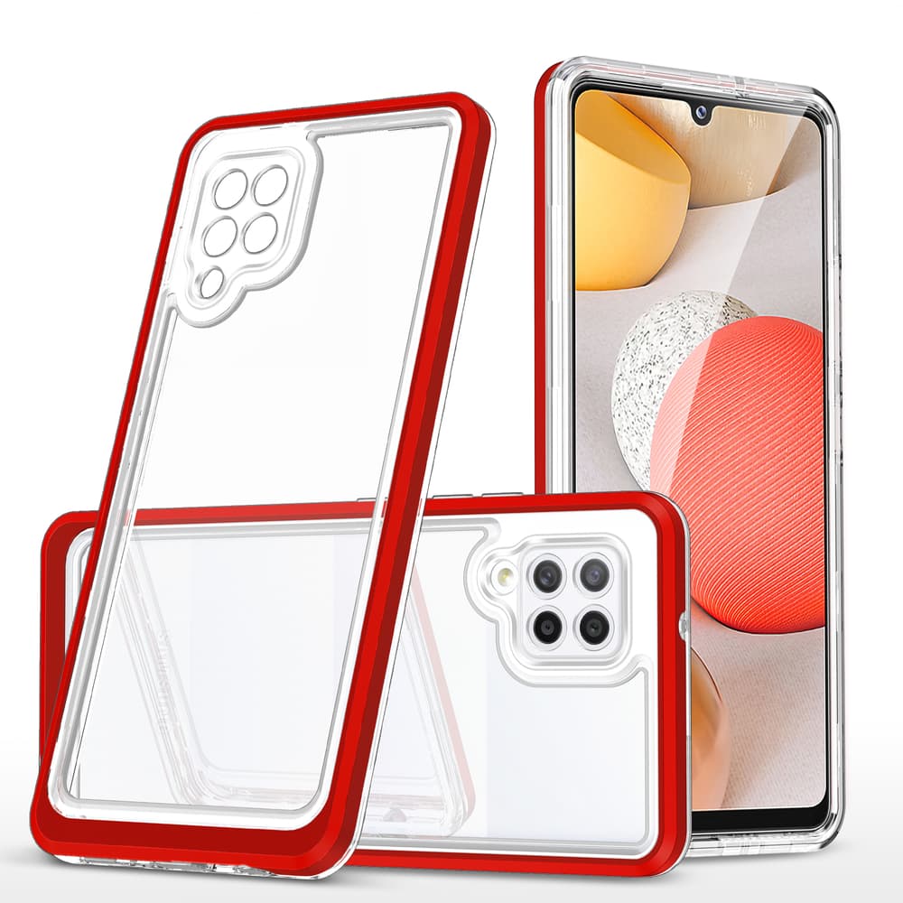 Hurtel ovitek Clear 3in1 za Samsung Galaxy A42 5G, rdeč