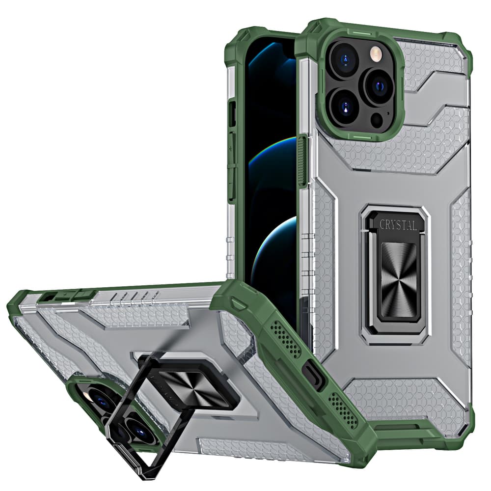 Hurtel Crystal Ring ohišje za iPhone 13 Pro Max, zeleno