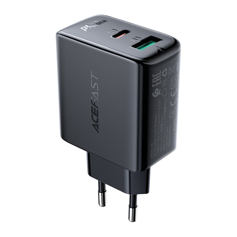 Acefast stenski polnilnik USB-C/USB 32W, PD, QC 3.0, AFC, FCP, črn (A5)