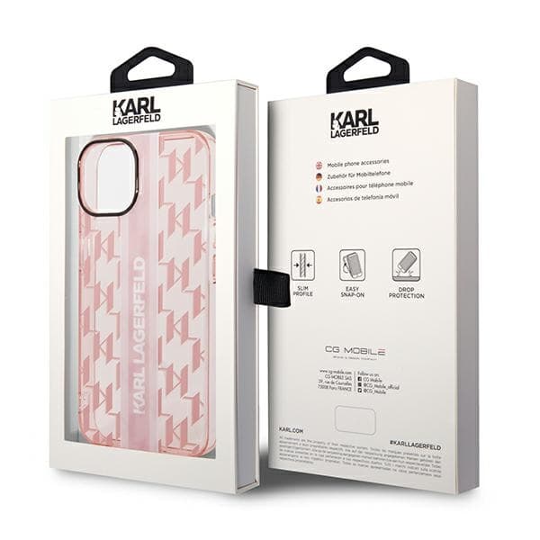 Karl Lagerfeld ovitek za iPhone 14 Plus Mono Vertical Stripe, roza 8