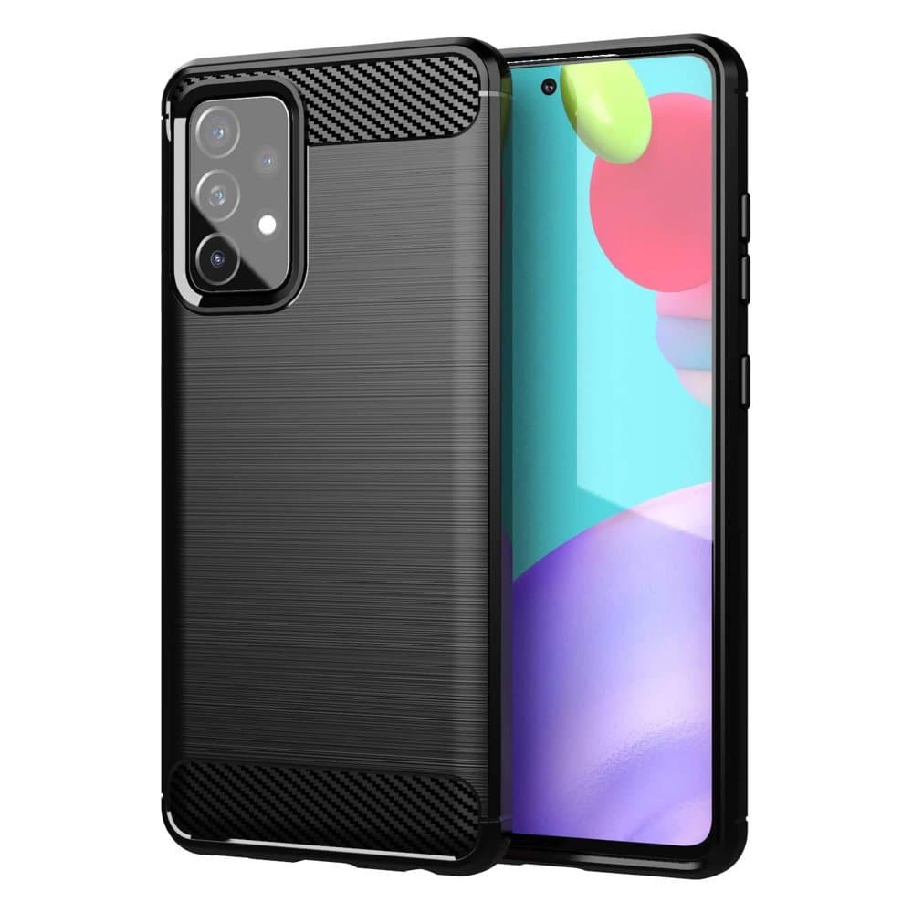 Hurtel Carbon ovitek za Samsung Galaxy A72 4G, črn