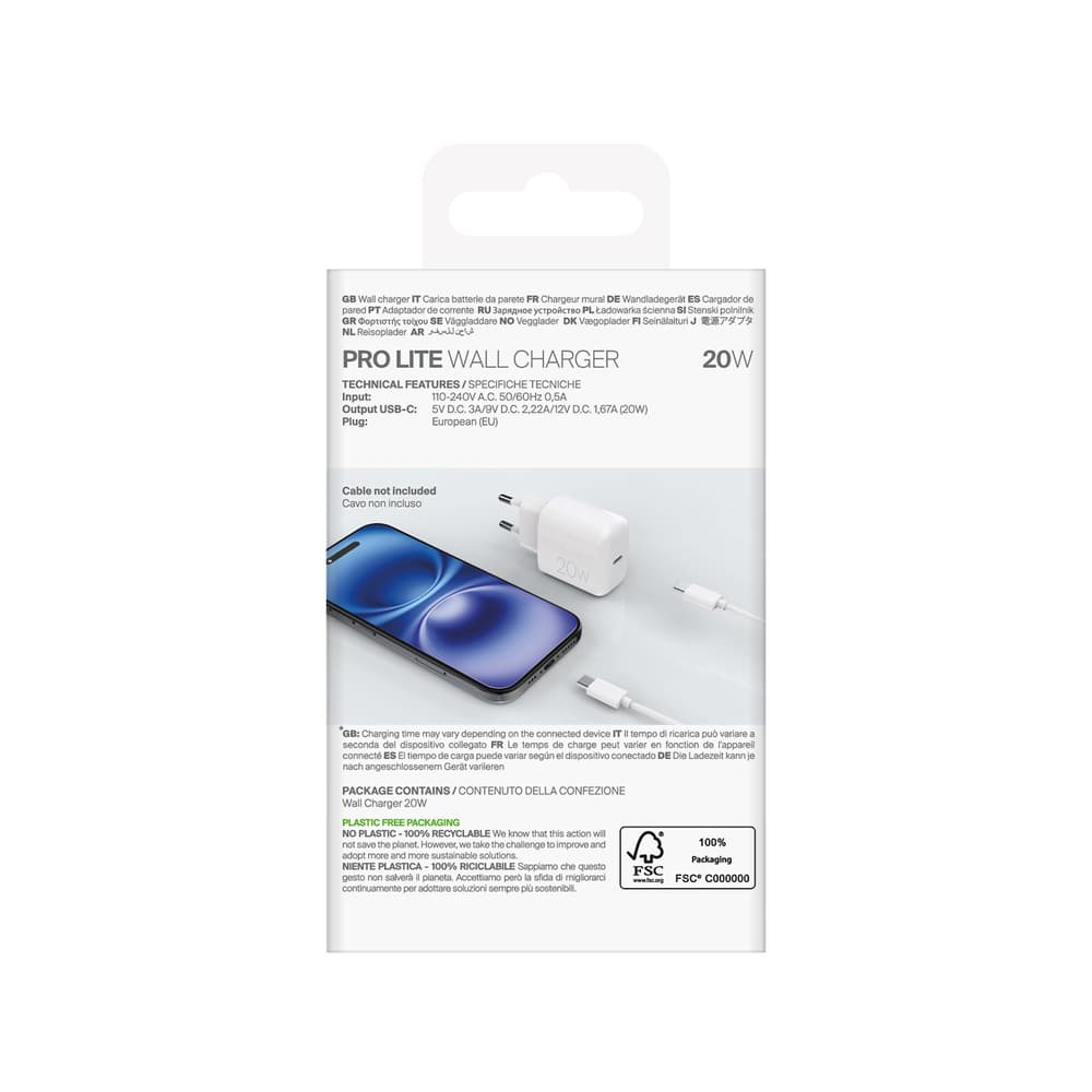 Puro PROLITE 20W USB-C zidni polnilnik - Bela 3