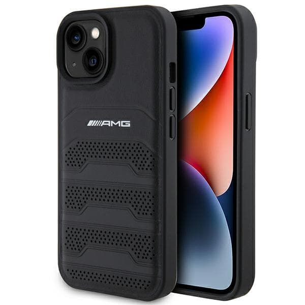 AMG Leather Debossed Lines ovitek za iPhone 15 Plus - črn