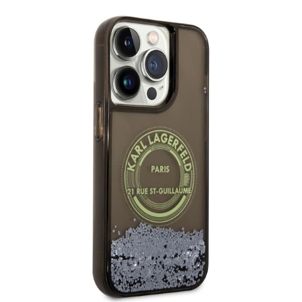 Etui Karl Lagerfeld Liquid Glitter RSG za iPhone 14 Pro - črni 3
