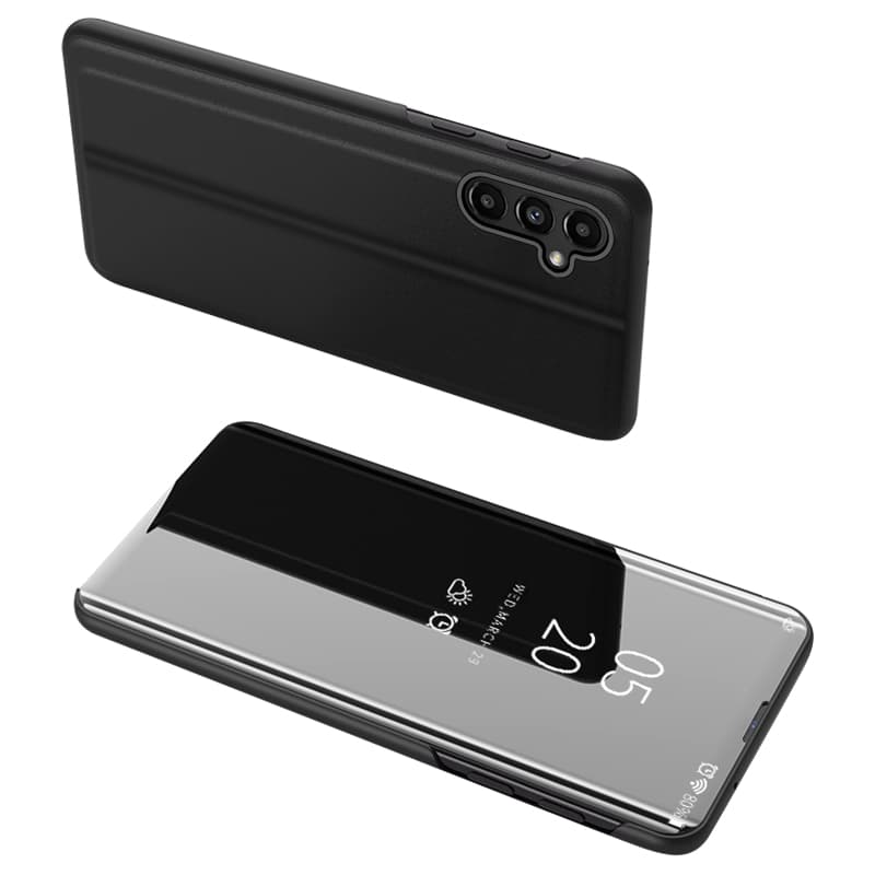 Hurtel Clear View Case preklopni ovitek za Samsung Galaxy A14, črn