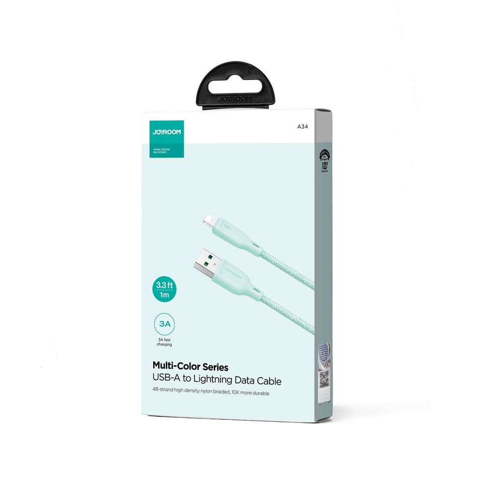 Kabel Joyroom Multi-Color S-A34 USB-A/Lightning 3A 1m - Zelena 4