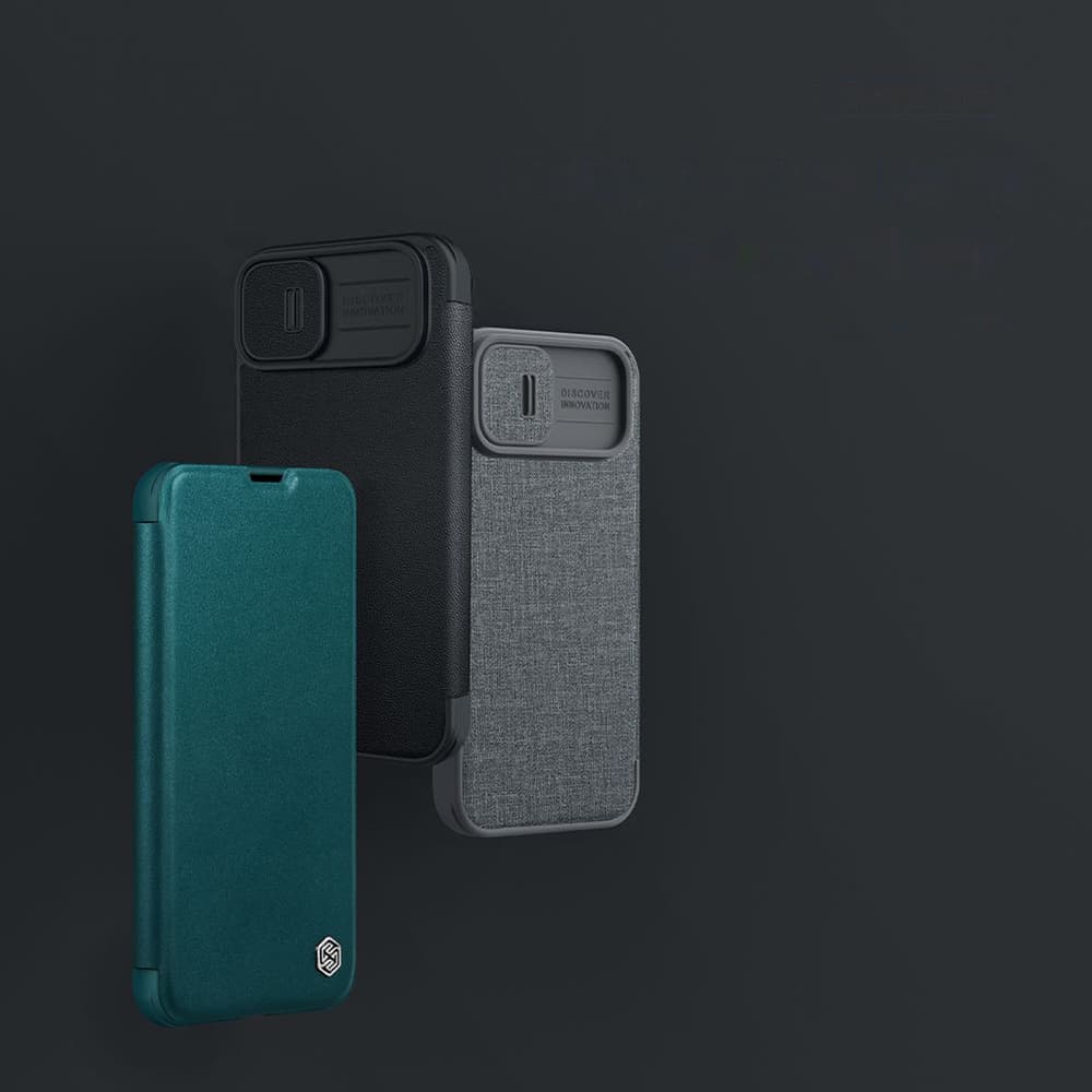 Nillkin Qin Cloth Pro Flip ovitek za iPhone 14 Plus, moder 7
