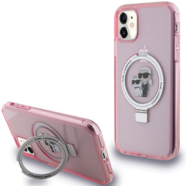 Karl Lagerfeld etui Ring Stand Karl&Choupette MagSafe za iPhone 11 / Xr - roza