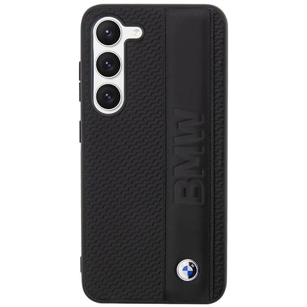 BMW ovitek za Samsung S23+ Leather Textured & Stripe, črn 3