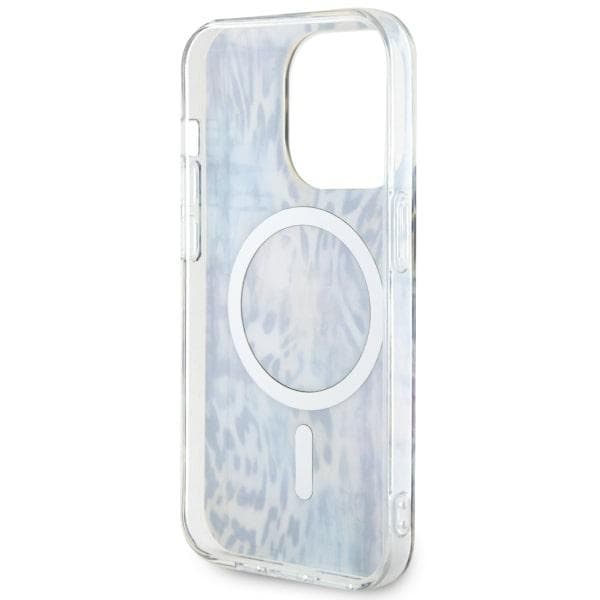 Guess ovitek za iPhone 14 Pro 6.1" modr Leopard MagSafe 7