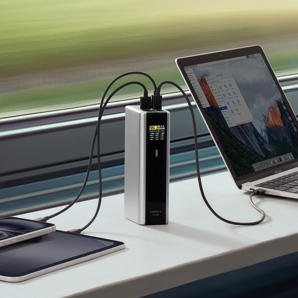 Powerbank Cuktech CKPB200UGLGR 210W 20000mAh, 2xUSB-C + USB-A, siv 4