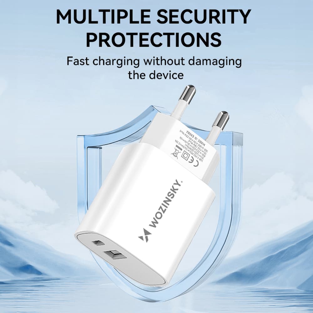 Stenski polnilnik Wozinsky WGWCW 20W, USB-A + USB-C - bel 6