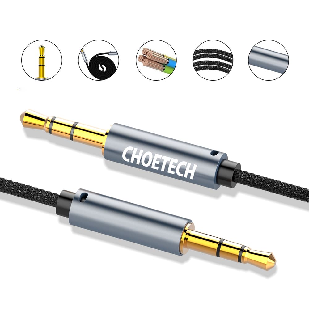 Choetech AUX002 kabel mini jack 3.5mm / mini jack 3.5mm, 1.2m - črn 4