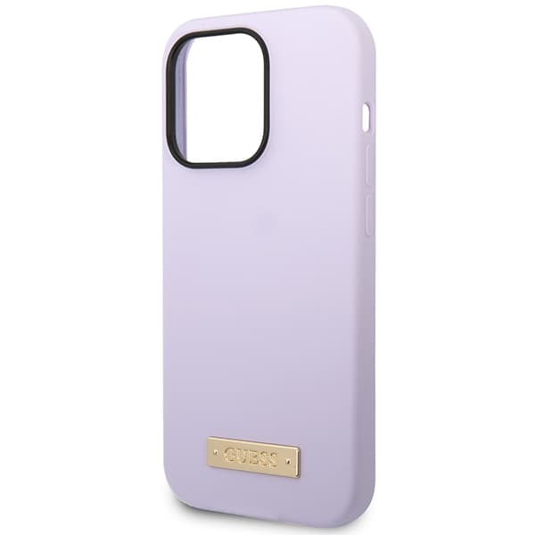 Ovitek Guess Silicone Logo Plate MagSafe za iPhone 14 Pro, vijoličen 6