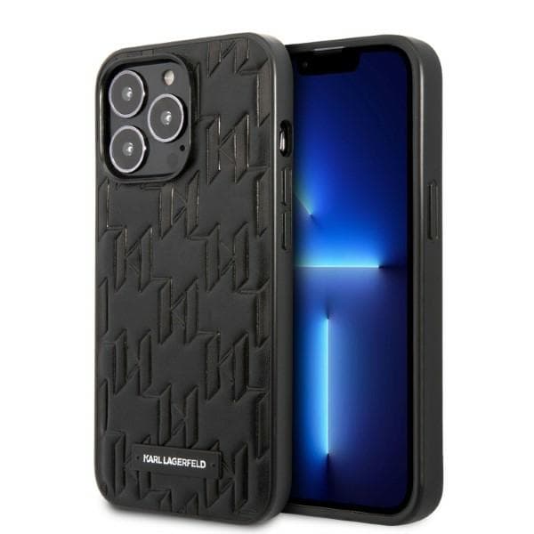 Karl Lagerfeld Monogram Plaque ovitek za iPhone 13 Pro Max - črn
