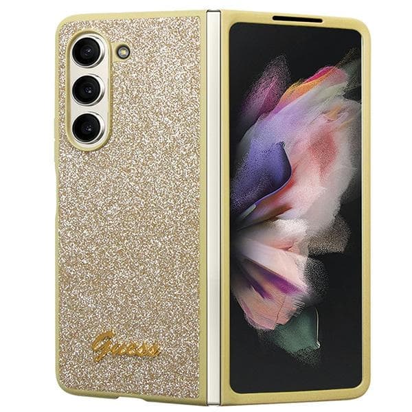 Ovitek Guess Glitter Script za Samsung Galaxy Z Fold 5 - zlata