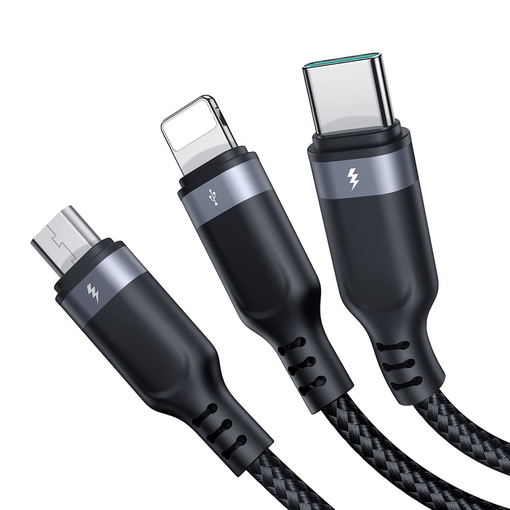 Joyroom Multi-Use S-A18 3v1 USB-A kabel (Lightning/USB-C/micro USB) 0.3m - črn 3