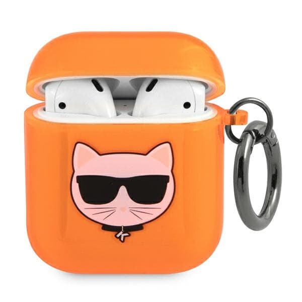 Ovitek Karl Lagerfeld Choupette za AirPods 1/2 - oranžna