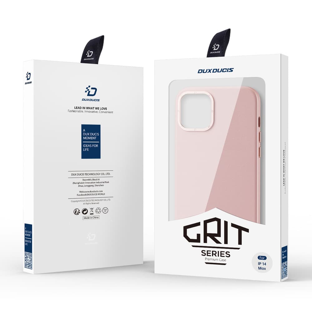 Ovitek Dux Ducis Grit usnjen za iPhone 14 Plus (MagSafe), roza 5