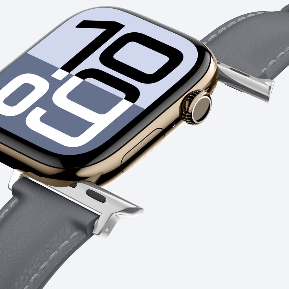 Usnjen pašček AmazingThing Class Band za Apple Watch 45/46/49mm - Siva 7