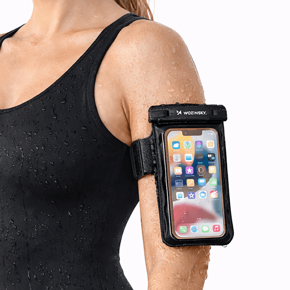 Wozinsky WWE-01 vodotesna torbica za telefon z armbandom, PVC, črna