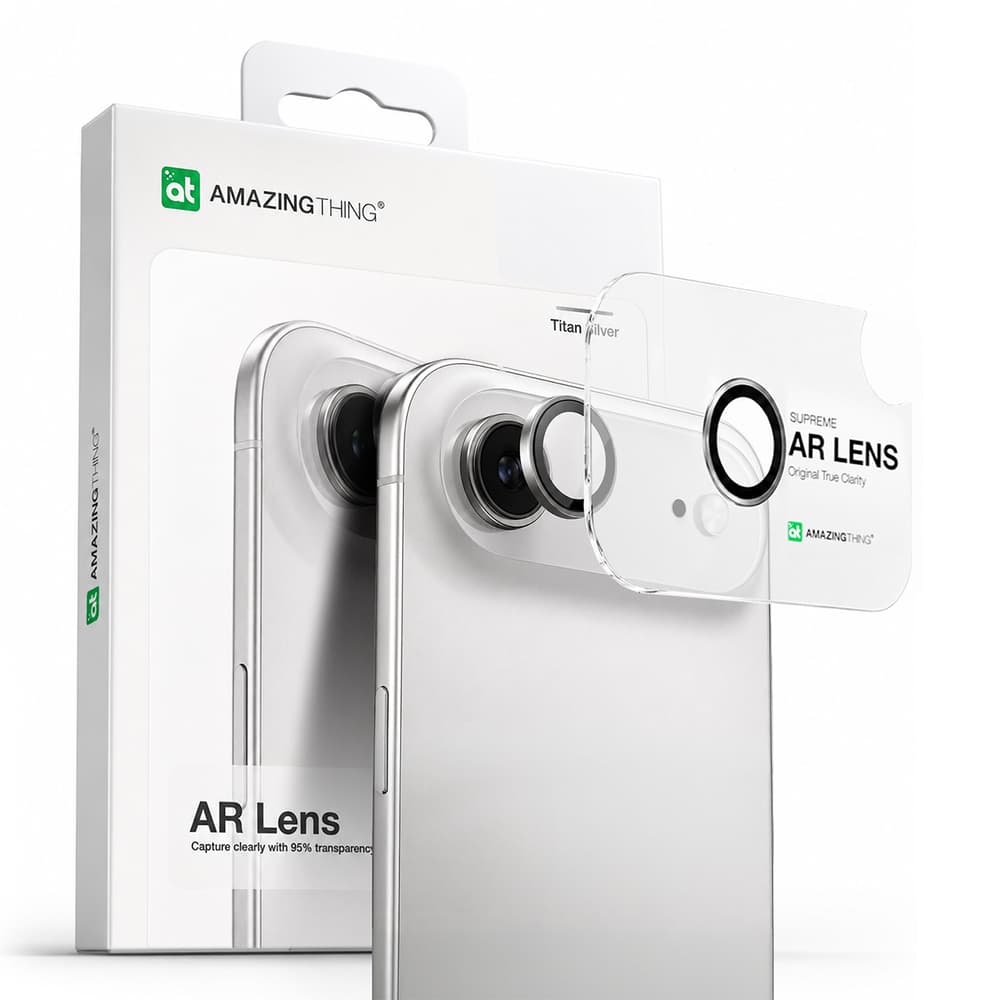 AmazingThing Zaščitno steklo za kamero iPhone 17 Air, srebrn okvir