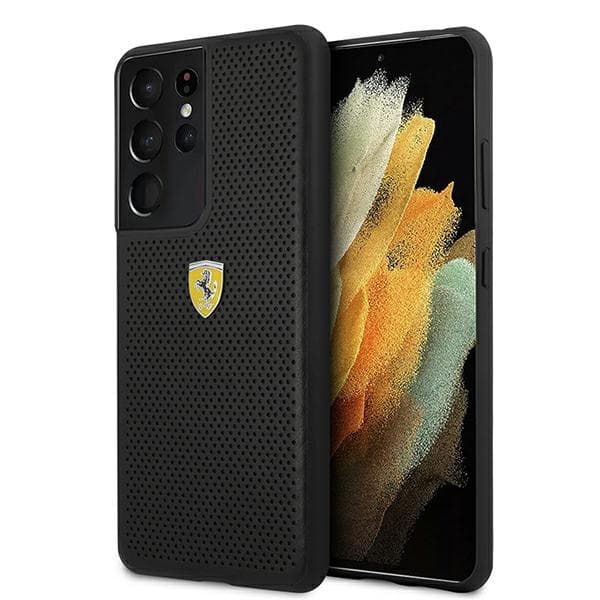 Ovitek Ferrari On Track Perforated za Samsung S21 Ultra (G996), črn