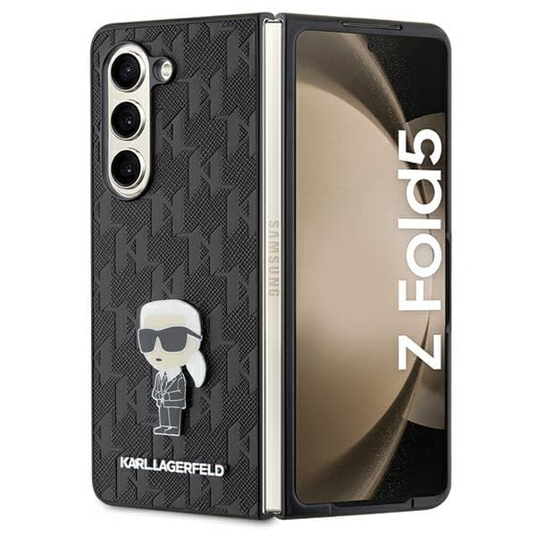 Karl Lagerfeld etui za Samsung Galaxy Z Fold 5 - Saffiano Monogram Ikonik Pin - črn