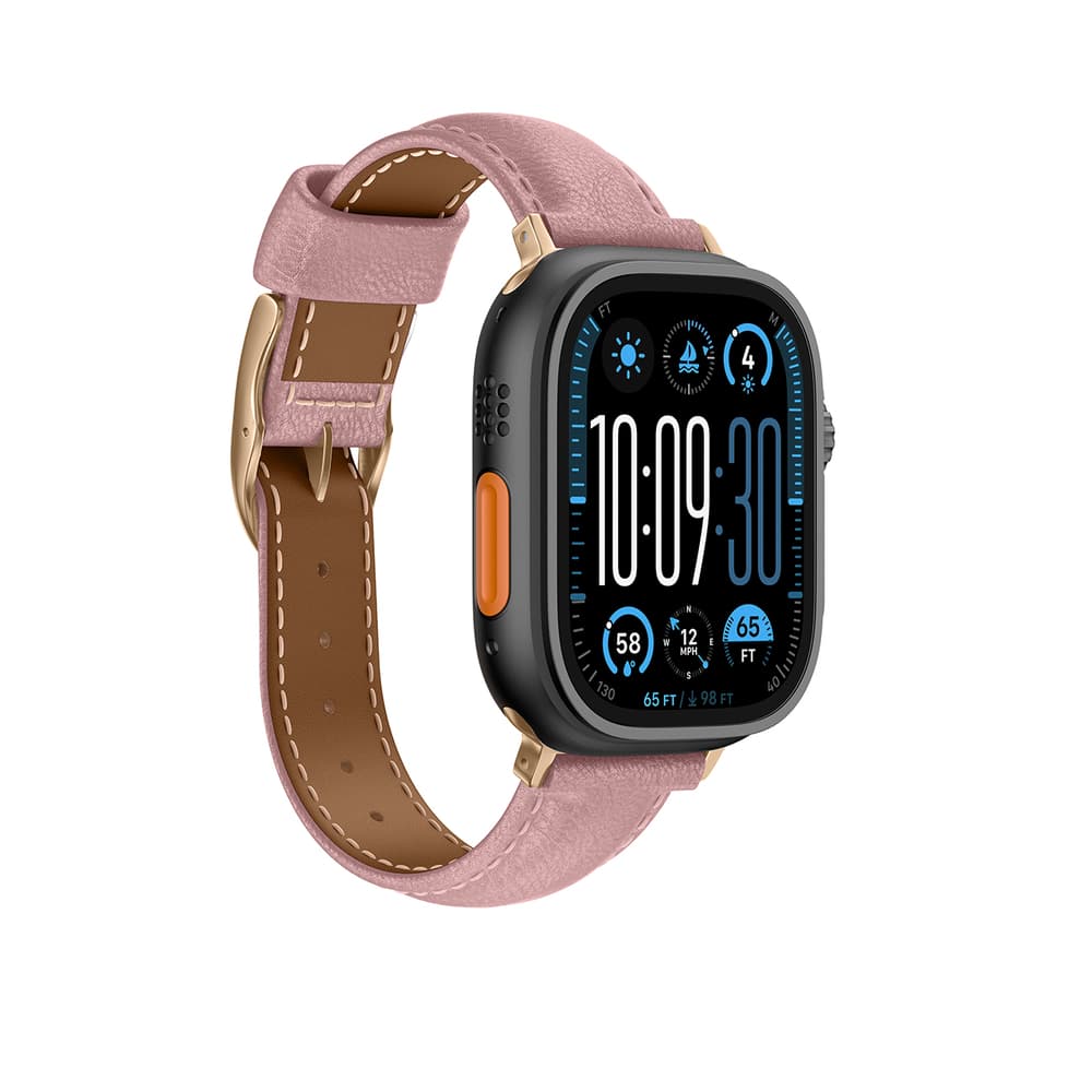 Usnjen pašček AmazingThing Class Band za Apple Watch 45/46/49mm - Roza 3