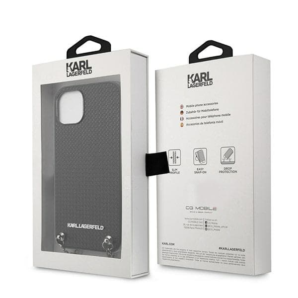 Karl Lagerfeld Leather Textured & Chain ovitek za iPhone 13 mini (5,4") - črn 8