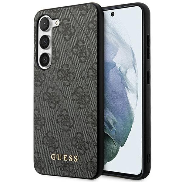 Ovitek Guess GUHCS23SG4GFGR za Samsung Galaxy S23, 4G Metal Gold Logo, siv