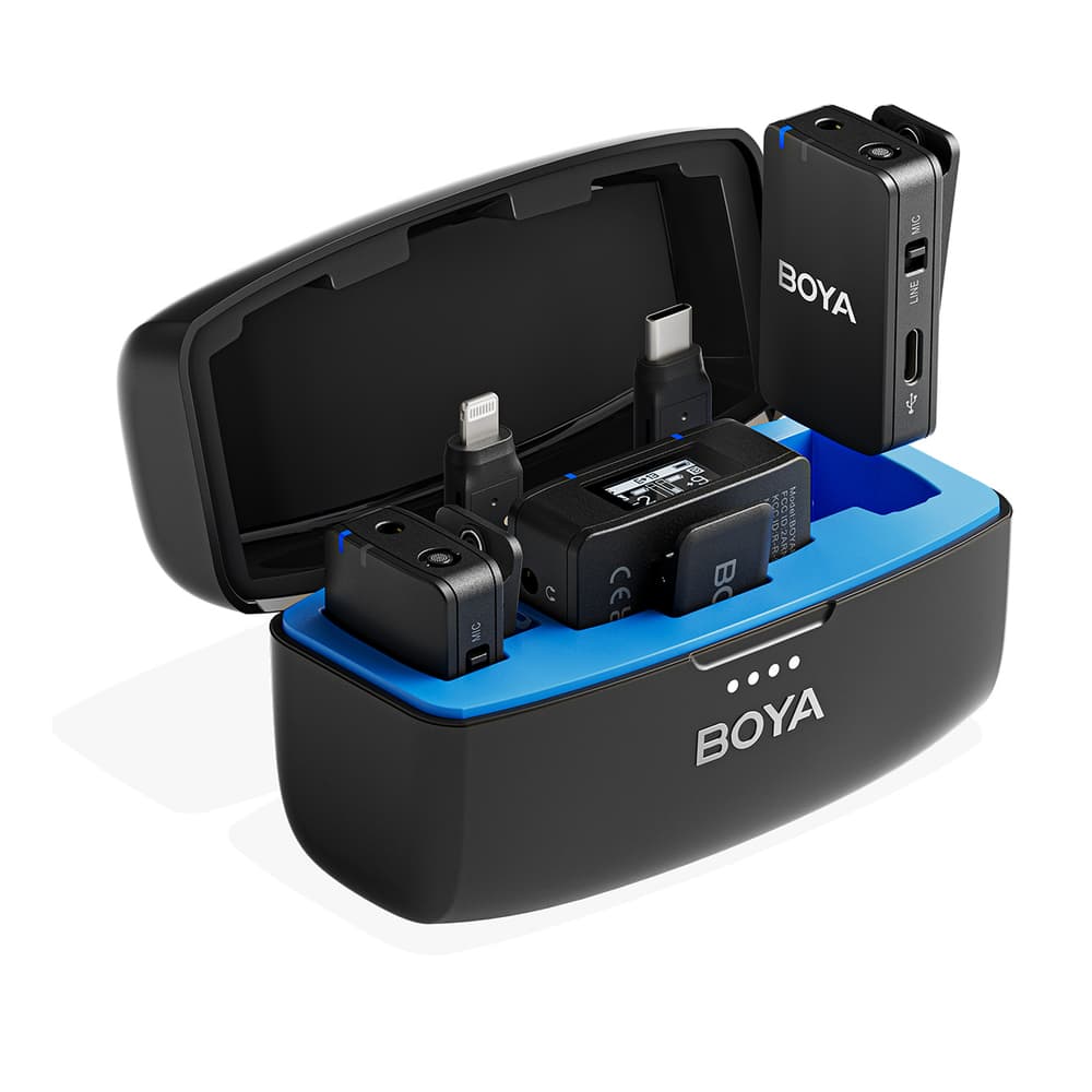BOYA BOYAMIC 2-02 brezžični mikrofoni 2.4 GHz USB-C, Črna
