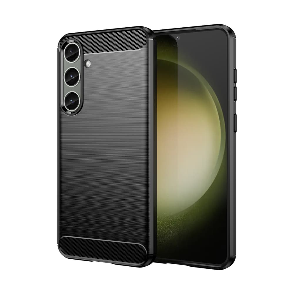 Carbon Case ovitek za Samsung Galaxy S24+ - črn, fleksibilen silikon