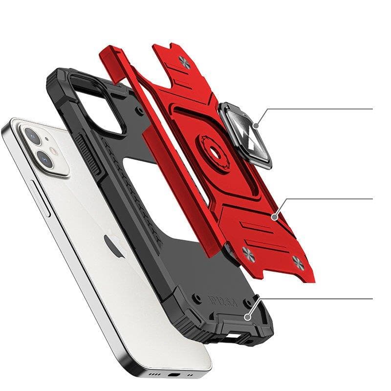 Wozinsky Ring Armor ovitek za iPhone 14, rdeč, s stojalom in obročem 3