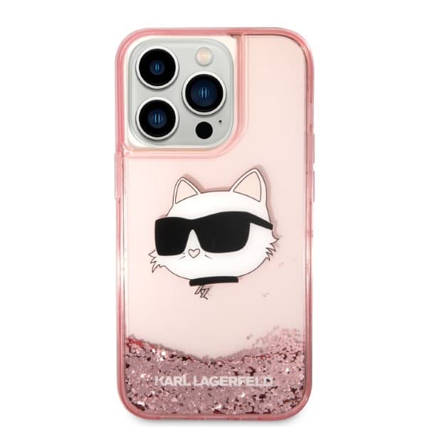 Karl Lagerfeld etui za iPhone 14 Pro Max, Glitter Choupette Head, roza 3