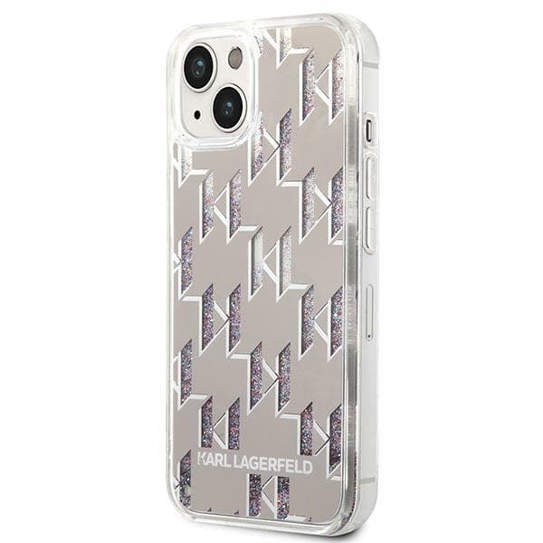 Karl Lagerfeld ovitek za iPhone 14 Plus (6,7") Liquid Glitter Monogram, srebrn 2