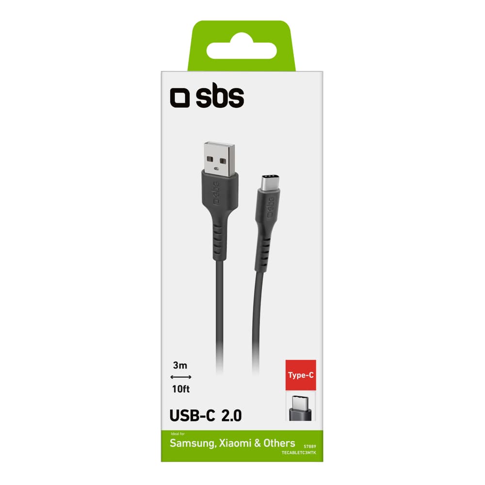 SBS TECABLETC3MTK USB-A na USB-C kabel, 3m, črn 3