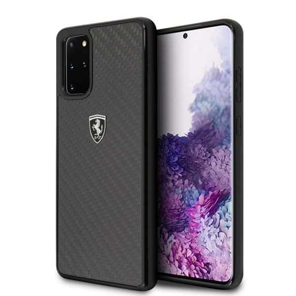 Ferrari Carbon Fiber Trdi ovitek za Samsung Galaxy S20+ G985 - Črna