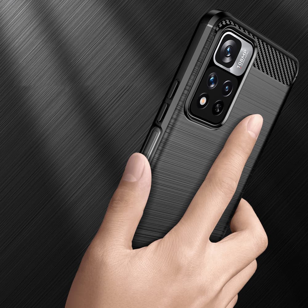 Carbon Case ovitek za Xiaomi Redmi Note 11 Pro+ / 11 Pro / Poco X4 NFC, črn 3