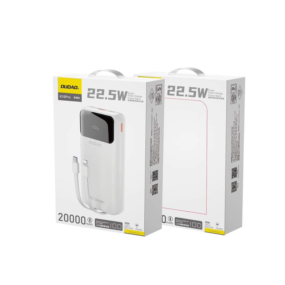 Dudao K15Pro Power Bank 20000mAh 22.5W PD, bela 4