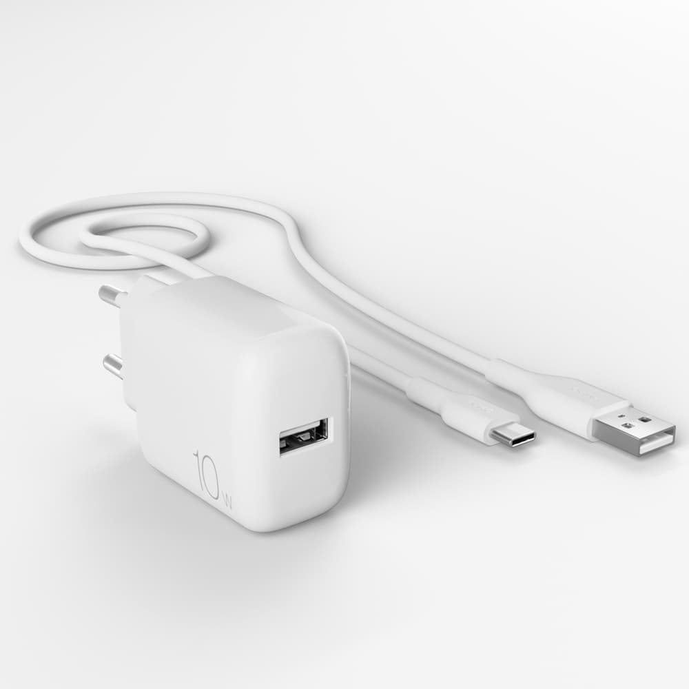 Puro PROLITE 10W USB-A polnilnik + kabel USB-A/USB-C 1.2m, bel 4