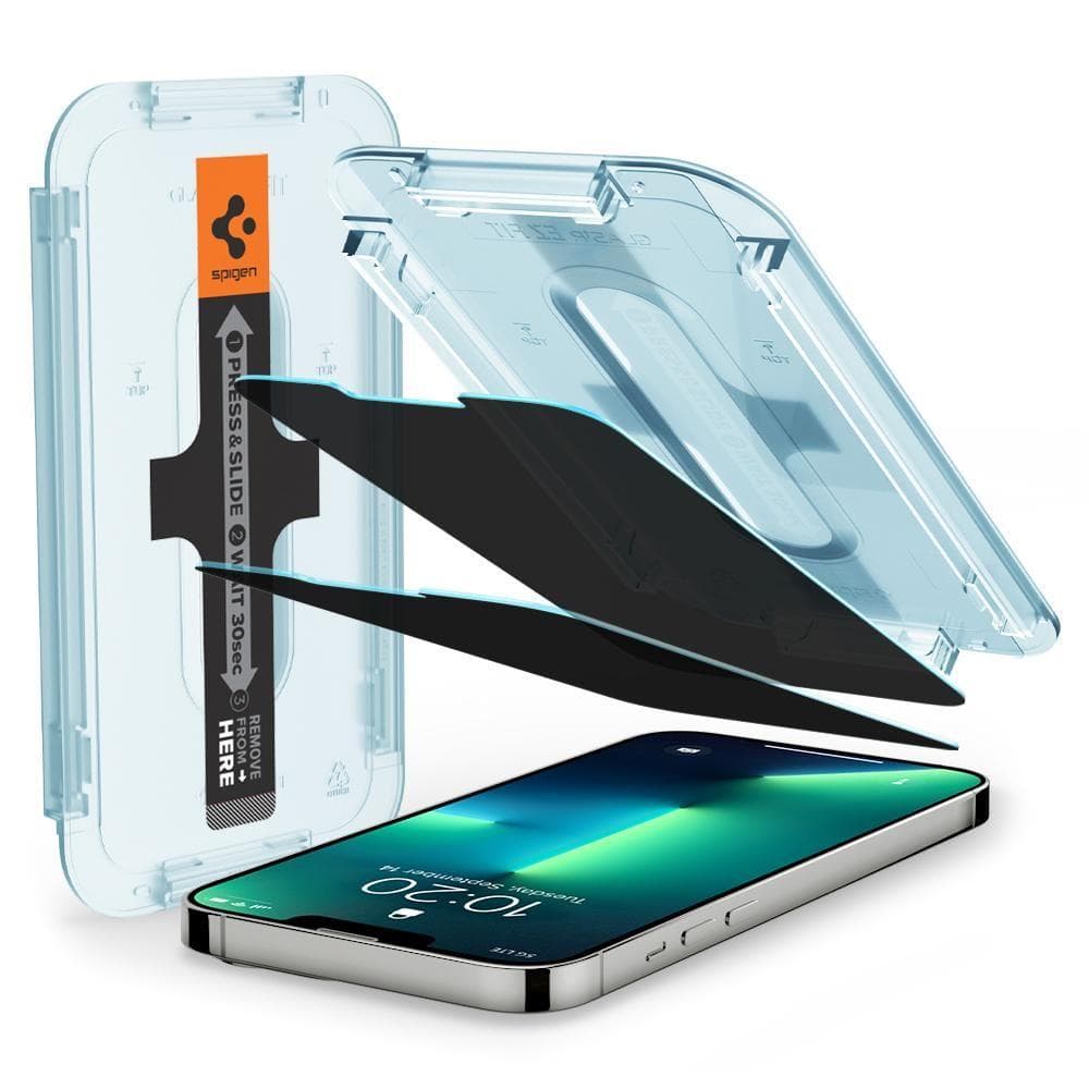 Spigen Glas.tR EZ Fit kaljeno steklo s funkcijo privatnosti za iPhone 13 / 13 Pro / 14 / 16e / 17e - 2 kosa 5