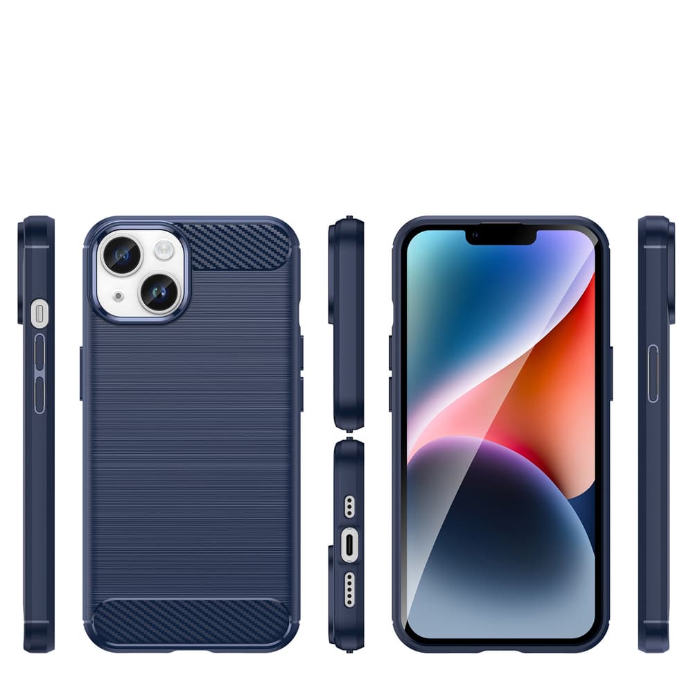 Hurtel Carbon ovitek za iPhone 14 Plus, moder 2