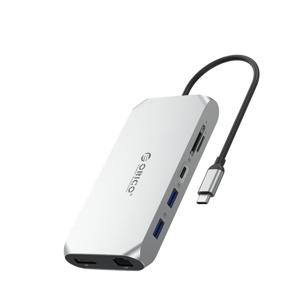 Orico XCR 12v1 USB-C Docking Station, 4K 60Hz, 100W PD, Silver