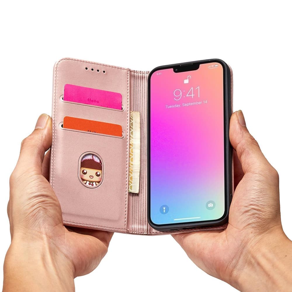 Hurtel Magnet Card etui za iPhone 13 Pro, denarnica, roza 8